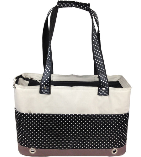 Pet Life ® 'Tote n' Boater' Trendy Spotted Designer Fashion Travel Pet Dog Carrier