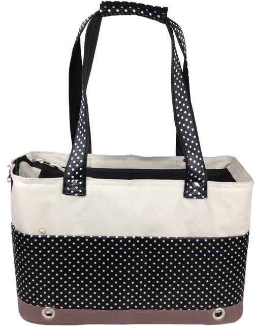 Load image into Gallery viewer, Pet Life ® 'Tote n' Boater' Trendy Spotted Designer Fashion Travel Pet Dog Carrier
