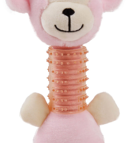 Pet Life ® Totty-Chew' Plush and Rubber Squeaking Newborn Teething Cat and Dog Toy