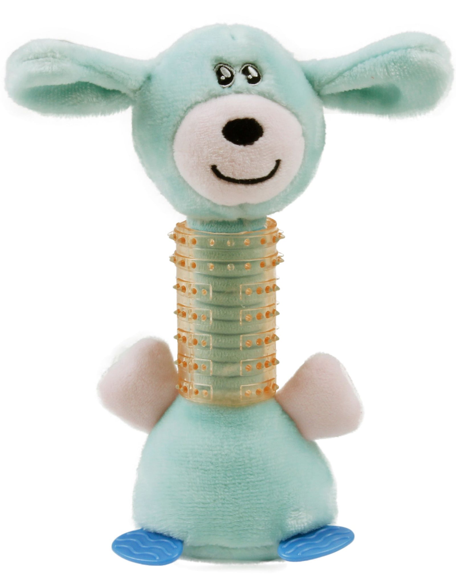 Pet Life ® Totty-Chew' Plush and Rubber Squeaking Newborn Teething Cat and Dog Toy