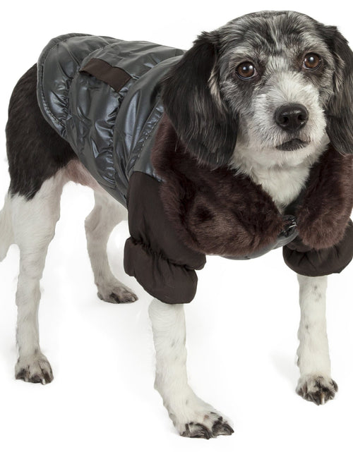 Load image into Gallery viewer, Pet Life ® Track-Collared' Metallic Ultra Fur 3M Insulated Pet Dog Jacket
