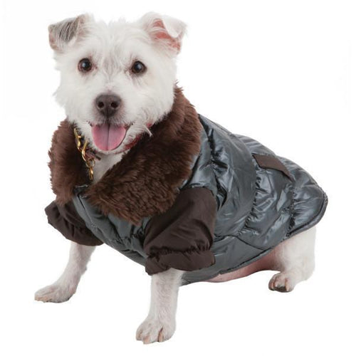 Load image into Gallery viewer, Pet Life ® Track-Collared' Metallic Ultra Fur 3M Insulated Pet Dog Jacket
