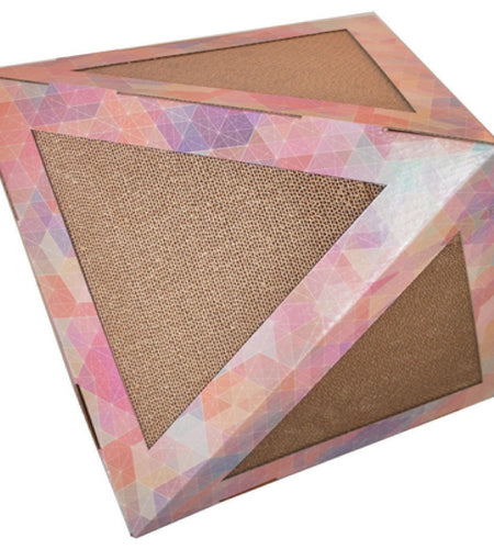 Pet Life ® 'Triangular Puzzle' Designer Premium Quality Kitty Cat Scratcher Lounge Toy and House with Catnip