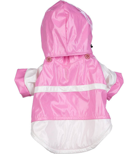Pet Life ® 'Two-Tone' Waterproof Adjustable Dog Raincoat Jacket w/ Removable Hood
