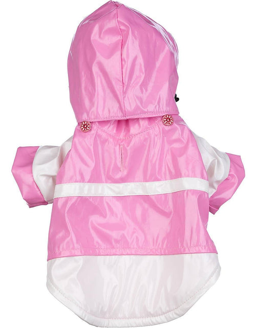 Load image into Gallery viewer, Pet Life ® 'Two-Tone' Waterproof Adjustable Dog Raincoat Jacket w/ Removable Hood
