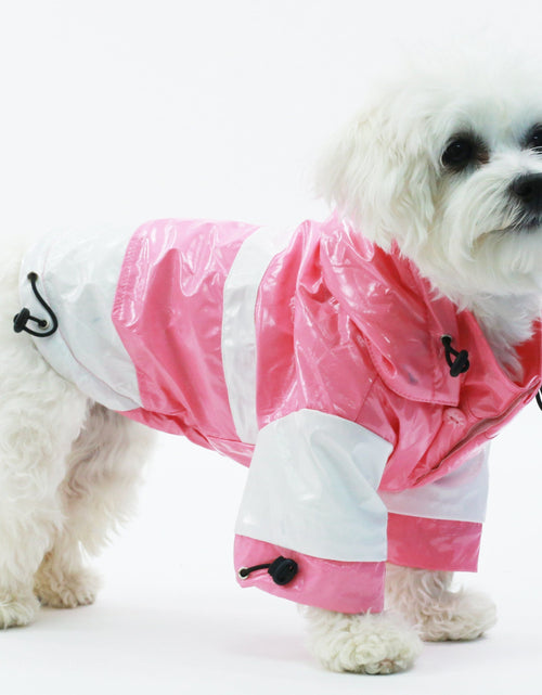 Load image into Gallery viewer, Pet Life ® 'Two-Tone' Waterproof Adjustable Dog Raincoat Jacket w/ Removable Hood
