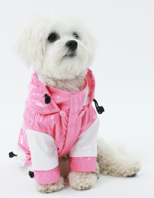 Load image into Gallery viewer, Pet Life ® 'Two-Tone' Waterproof Adjustable Dog Raincoat Jacket w/ Removable Hood
