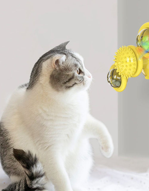Load image into Gallery viewer, Pet Life ® 'Windmill' Rotating Suction Cup Spinning Cat Toy
