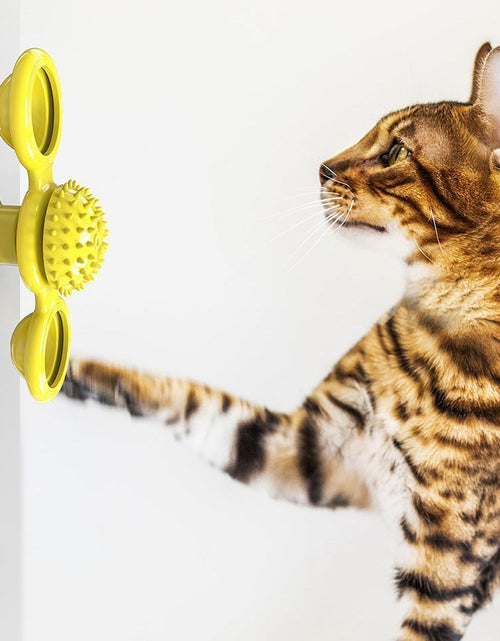 Load image into Gallery viewer, Pet Life ® 'Windmill' Rotating Suction Cup Spinning Cat Toy
