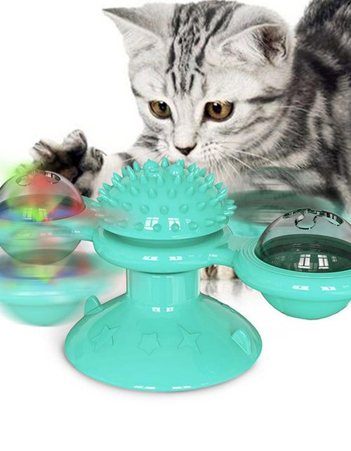 Load image into Gallery viewer, Pet Life ® 'Windmill' Rotating Suction Cup Spinning Cat Toy
