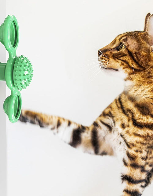 Load image into Gallery viewer, Pet Life ® 'Windmill' Rotating Suction Cup Spinning Cat Toy
