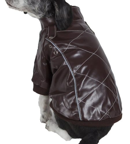 Pet Life ® 'Wuff-Rider' Fashion Suede Stitched Dog Jacket