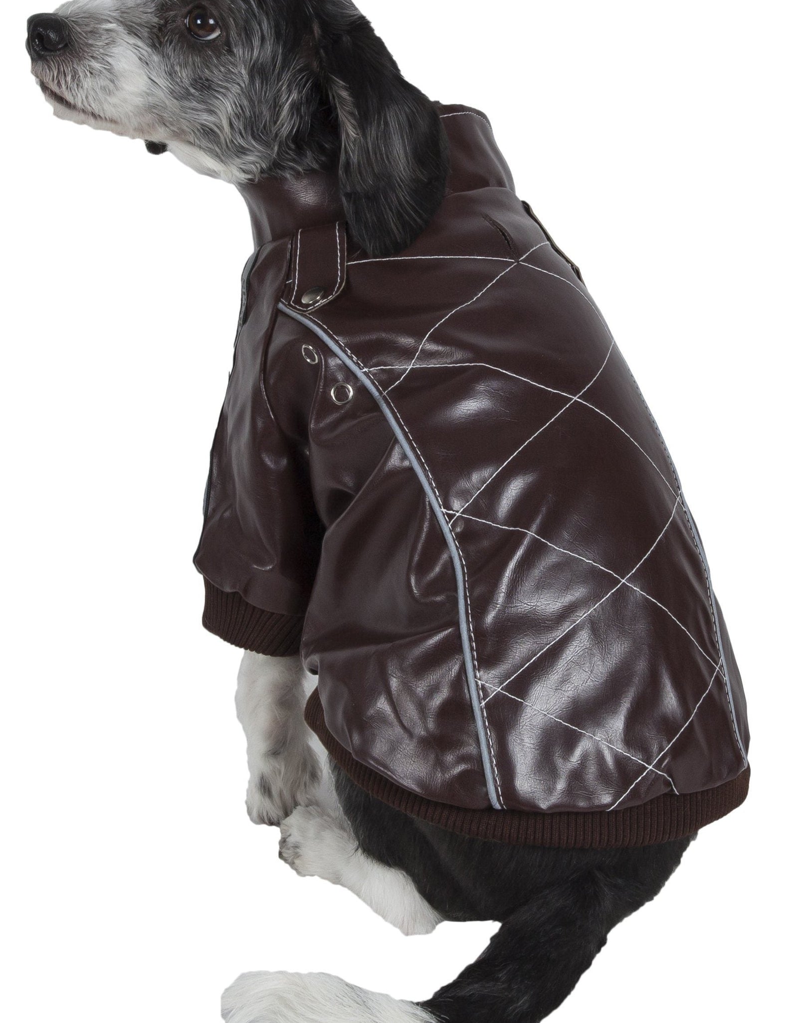 Pet Life ® 'Wuff-Rider' Fashion Suede Stitched Dog Jacket