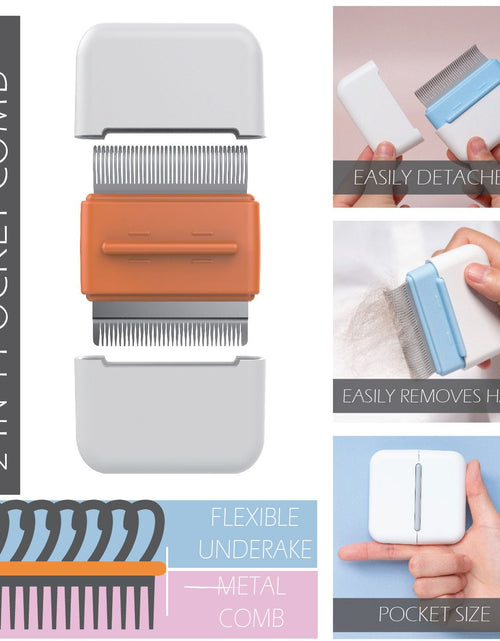 Load image into Gallery viewer, Pet Life ® 'Zipocket' 2-in-1 Underake and Stainless Steel Travel Grooming Pet Comb
