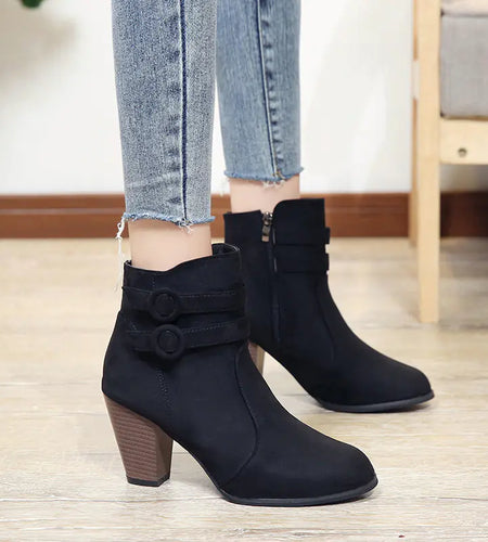 Women's Martin Boots - Chunky Heels, Warm Winter Style