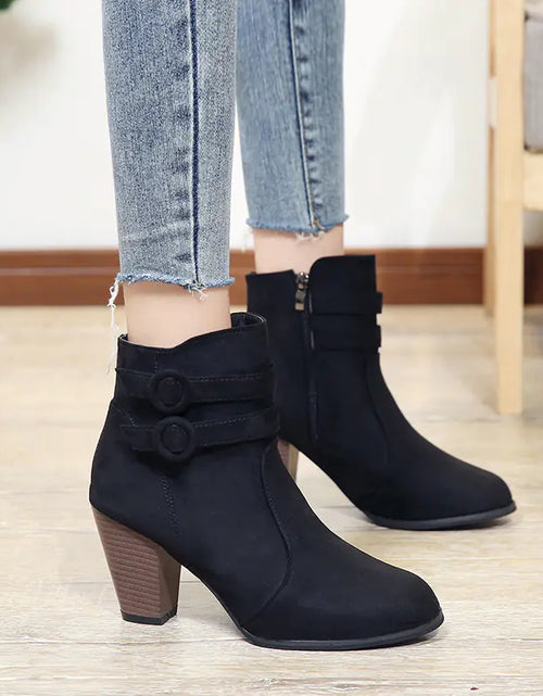 Load image into Gallery viewer, Women's Martin Boots - Chunky Heels, Warm Winter Style
