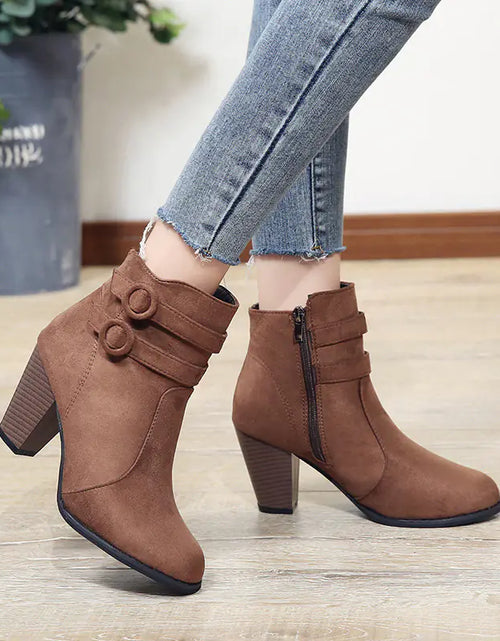 Load image into Gallery viewer, Women's Martin Boots - Chunky Heels, Warm Winter Style
