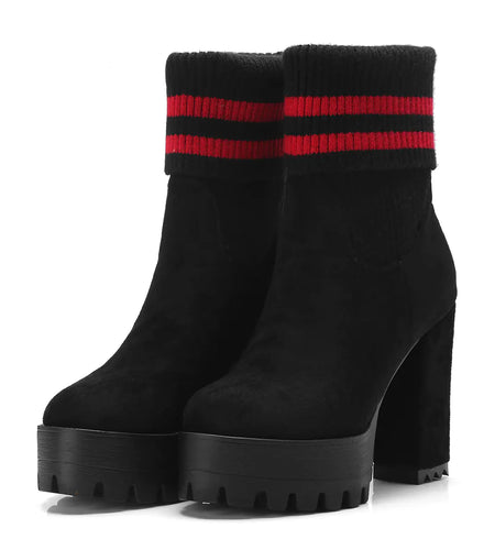 Fashionable Chunky High Heels Waterproof Women's Boots