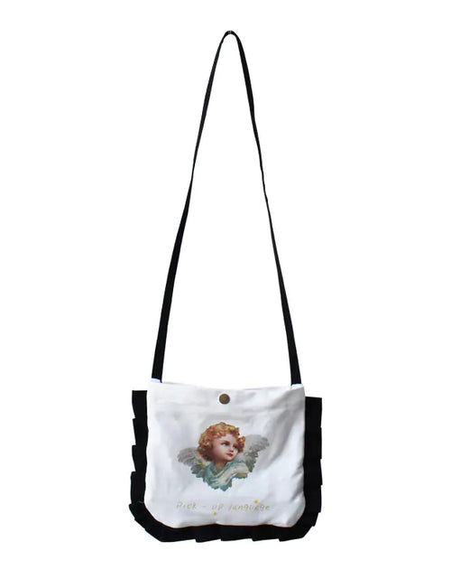 Load image into Gallery viewer, Mini Crossbody Coin Purse with Angel Print and Ruffles

