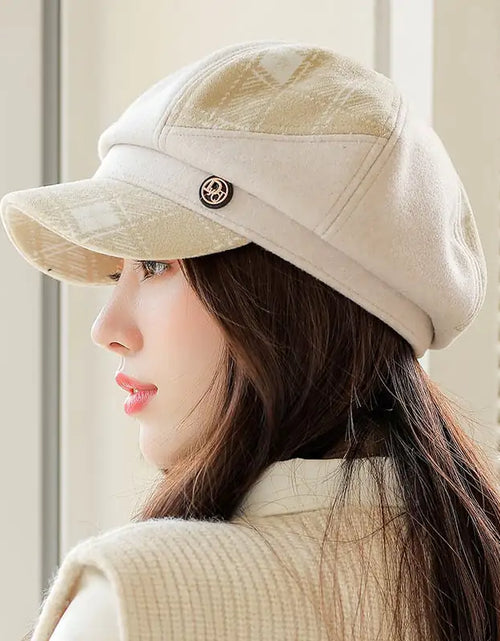 Load image into Gallery viewer, Women's British Plaid Octagonal Newsboy Cap (Winter)

