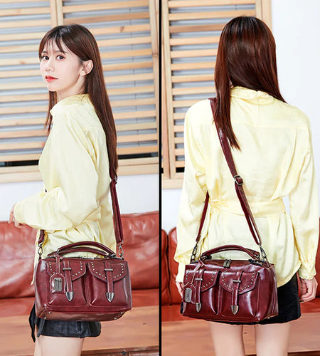 Leather Handbag for Women - Soft Tote and Crossbody Bag
