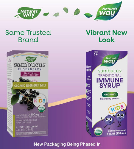 Nature's Way Sambucus Kids Organic Elderberry Syrup Berry Flavor 4 Fl Oz