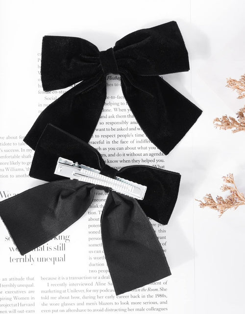 Load image into Gallery viewer, Aileam Velvet Hair Bows 2PCS Black 4" Big Fall Alligator Clips
