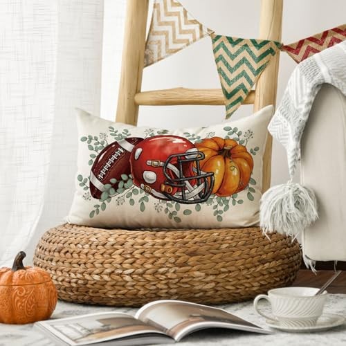 Load image into Gallery viewer, Yxuiyal Fall Pillow Covers 12x20 Inch Plaid Orange Pumpkin Leaf 2 Pack
