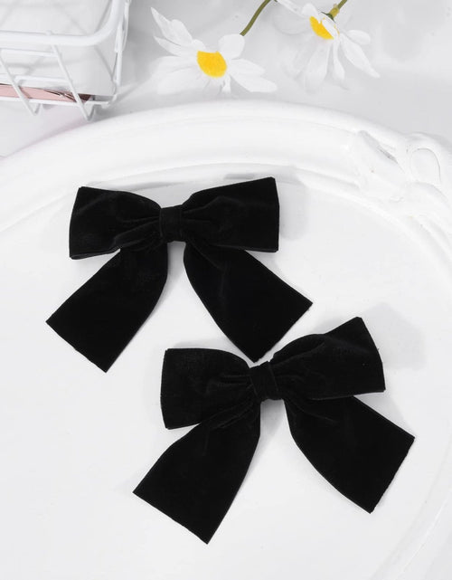 Load image into Gallery viewer, Aileam Velvet Hair Bows 2PCS Black 4" Big Fall Alligator Clips

