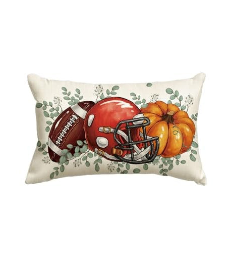 Yxuiyal Fall Pillow Covers 12x20 Inch Plaid Orange Pumpkin Leaf 2 Pack