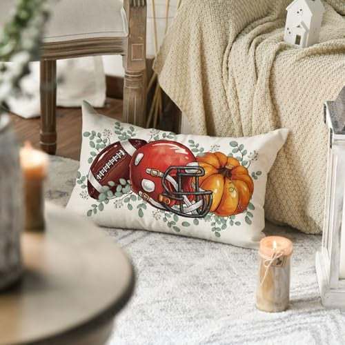 Load image into Gallery viewer, Yxuiyal Fall Pillow Covers 12x20 Inch Plaid Orange Pumpkin Leaf 2 Pack
