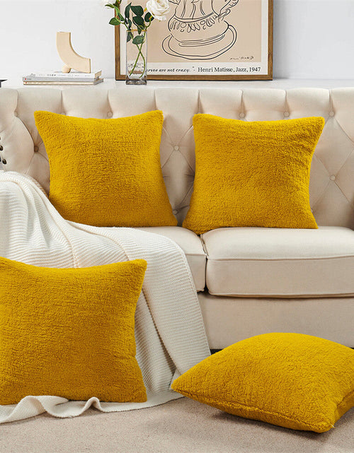 Load image into Gallery viewer, VAKADO Yellow Corduroy Couch Throw Pillow Covers 16x16 Set of 4
