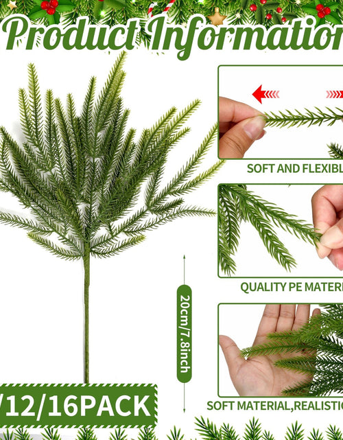 Load image into Gallery viewer, 16 Pcs Norfolk Pine Branch 18in Artificial Christmas Green Plastic
