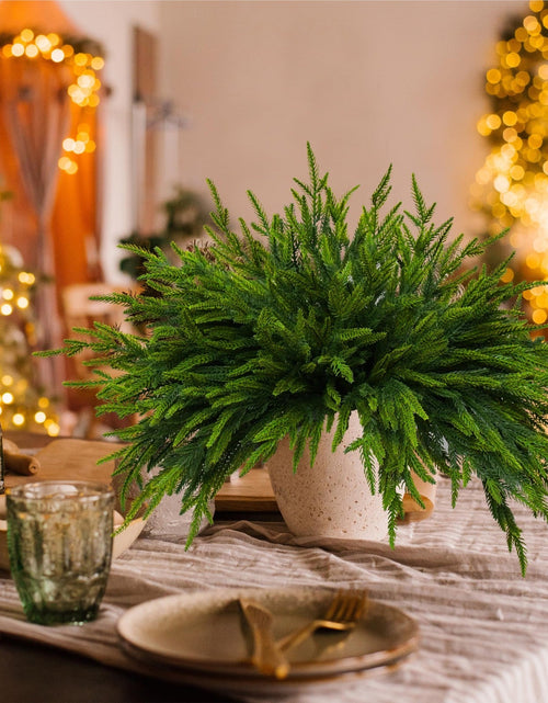 Load image into Gallery viewer, 16 Pcs Norfolk Pine Branch 18in Artificial Christmas Green Plastic
