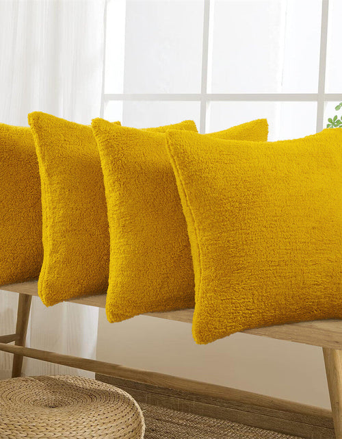 Load image into Gallery viewer, VAKADO Yellow Corduroy Couch Throw Pillow Covers 16x16 Set of 4
