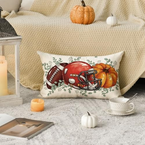 Load image into Gallery viewer, Yxuiyal Fall Pillow Covers 12x20 Inch Plaid Orange Pumpkin Leaf 2 Pack
