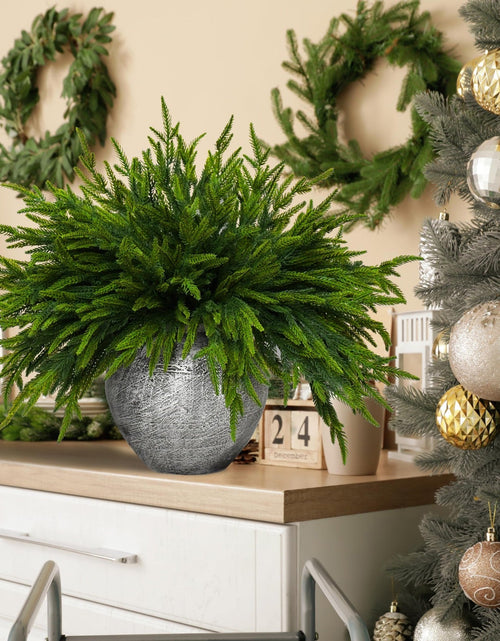 Load image into Gallery viewer, 16 Pcs Norfolk Pine Branch 18in Artificial Christmas Green Plastic
