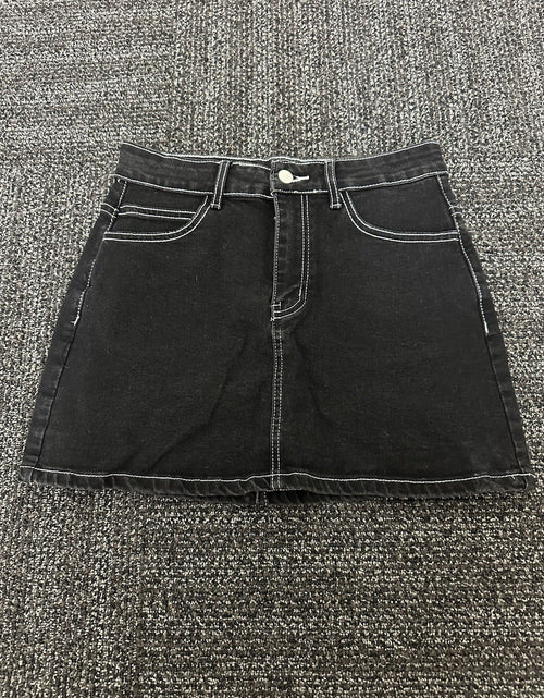 Load image into Gallery viewer, HTD Women's Sexy Mini Denim Skirt Irregular Pockets Dark Grey Size XXL
