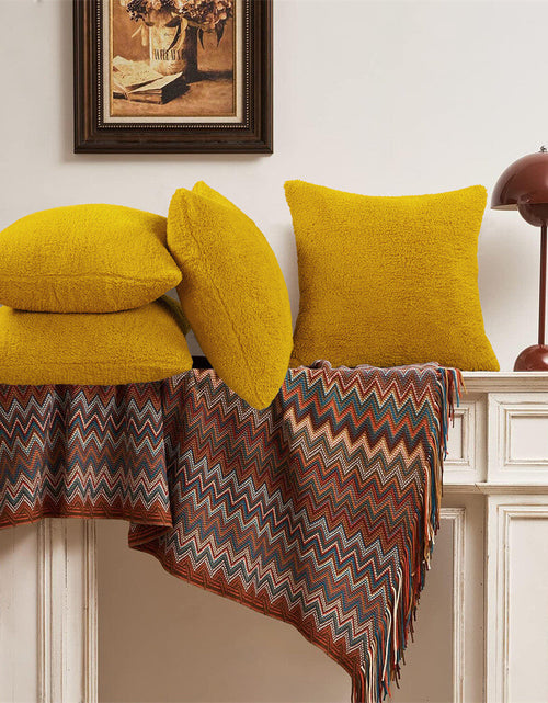 Load image into Gallery viewer, VAKADO Yellow Corduroy Couch Throw Pillow Covers 16x16 Set of 4
