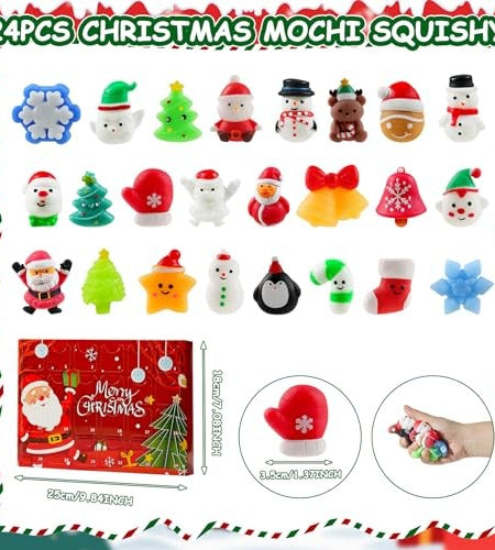Govetom 2025 Christmas Advent Calendar 24 Days Multi-color Mochi Squishy Toys