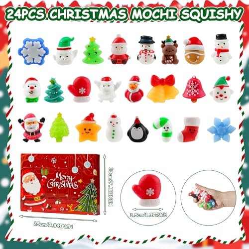 Load image into Gallery viewer, Govetom 2025 Christmas Advent Calendar 24 Days Multi-color Mochi Squishy Toys

