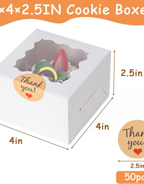 Load image into Gallery viewer, Honeydak White Bakery Boxes with Window 6x6x3in Paperboard 80 Pcs
