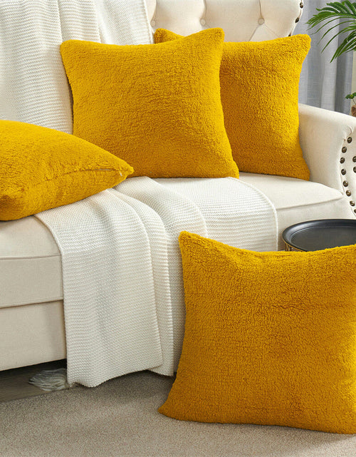 Load image into Gallery viewer, VAKADO Yellow Corduroy Couch Throw Pillow Covers 16x16 Set of 4
