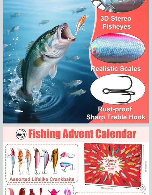 Load image into Gallery viewer, Fishing Advent Calendar 2025 Fishing Lures Kit Red Fish Shape 13.98in
