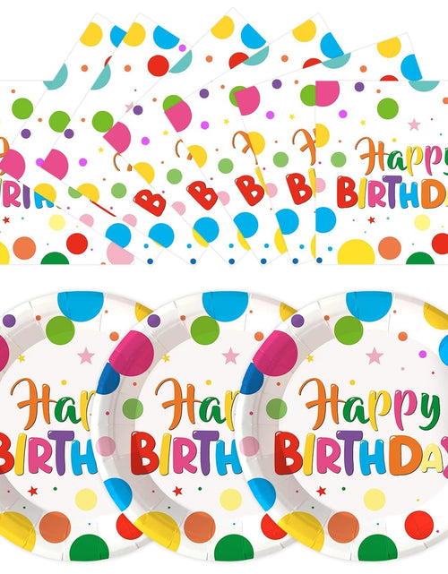Load image into Gallery viewer, LeZakaa Birthday Paper Plates Set 50pcs 7 &amp; 9 Inch Happy Birthday Balloon
