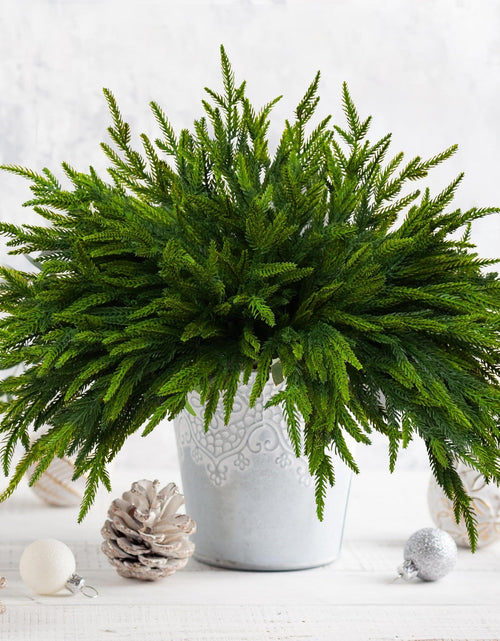 Load image into Gallery viewer, 16 Pcs Norfolk Pine Branch 18in Artificial Christmas Green Plastic
