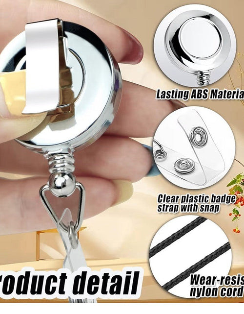 Load image into Gallery viewer, Frascati Silver Retractable Metal Badge Reels 24 Inch Cord 30 Pack

