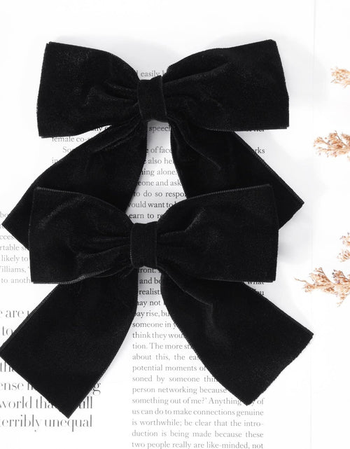 Load image into Gallery viewer, Aileam Velvet Hair Bows 2PCS Black 4" Big Fall Alligator Clips
