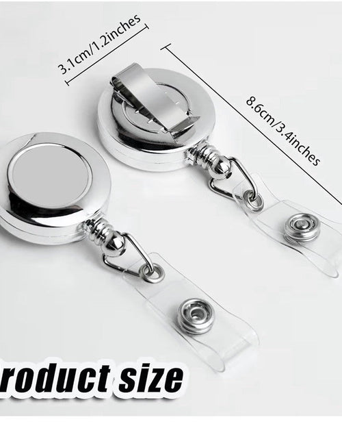 Load image into Gallery viewer, Frascati Silver Retractable Metal Badge Reels 24 Inch Cord 30 Pack
