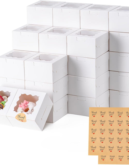 Load image into Gallery viewer, Honeydak White Bakery Boxes with Window 6x6x3in Paperboard 80 Pcs
